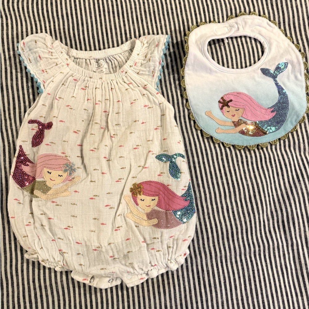 Mud Pie Mermaid Bubble with matching bib